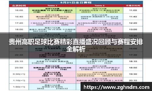 贵州高职足球比赛精彩直播盛况回顾与赛程安排全解析