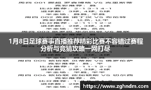 1月8日足球赛事直播推荐精彩比赛不容错过赛程分析与竞猜攻略一网打尽